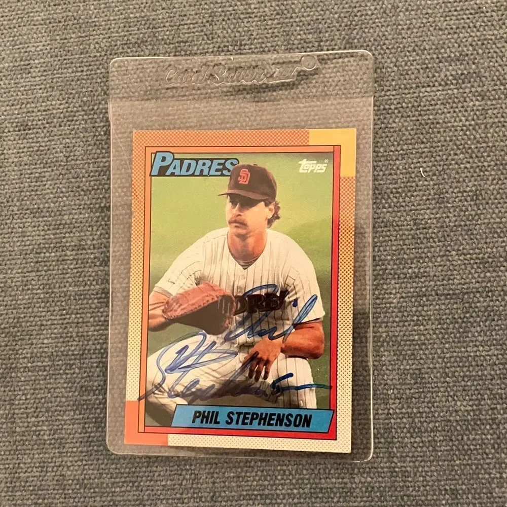 1990 Signed Phil Stephenson Topps San Diego Padres Baseball Card Trading Card